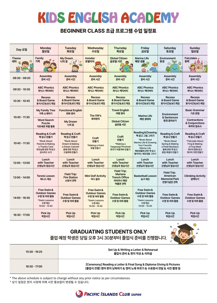 잉글리쉬 클래스 초급반 커리큘럼